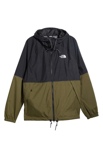 The North Face Antora Water Repellent Hooded Rain Jacket In Forest Olive,tnf Black