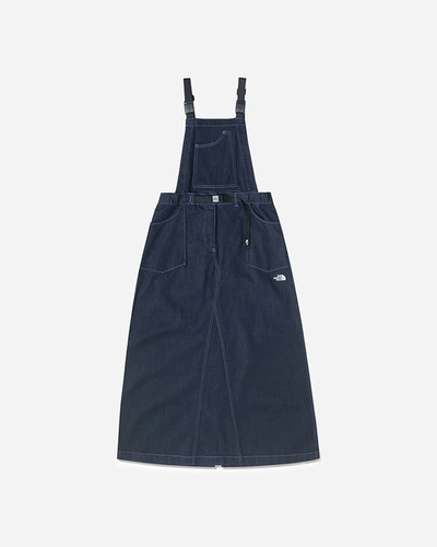 The North Face Denim Overalls Dress In Blue