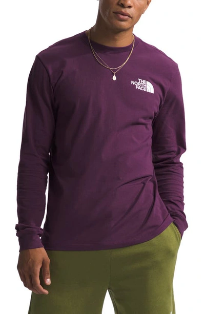 The North Face Places We Love Long Sleeve Cotton Graphic T-shirt In Black Currant Purple/ White