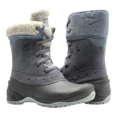 The North Face Shellista Roll Down Boot In Grey Leather Women In Gray