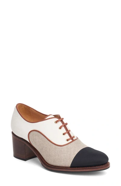 The Office Of Angela Scott Mrs. Maisel Oxford Pump In Linen Color Block