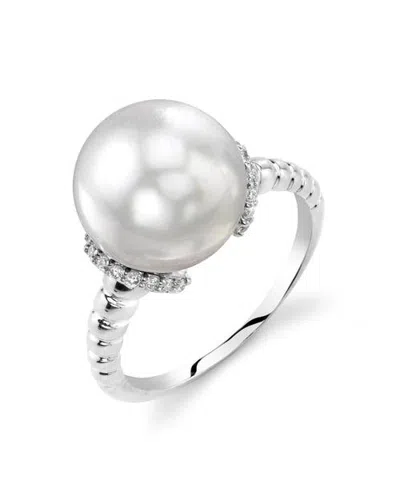 The Pearl Source White South Sea Pearl & Diamond Jackie Ring In White Gold