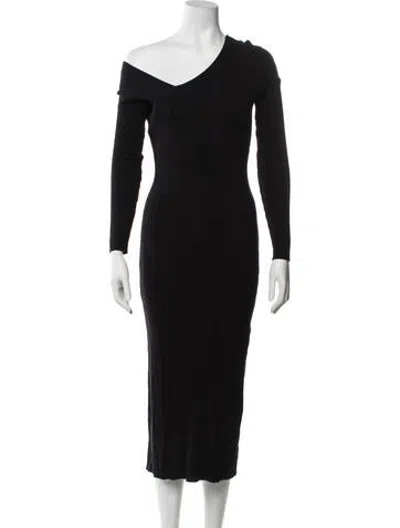 Pre-owned The Range Off-the-shoulder Midi Length Dress In Black