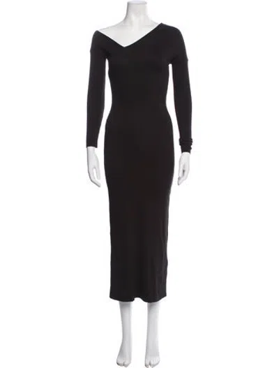 Pre-owned The Range Off-the-shoulder Midi Length Dress In Black