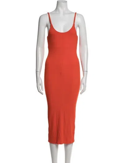 Pre-owned The Range Scoop Neck Midi Length Dress In Orange