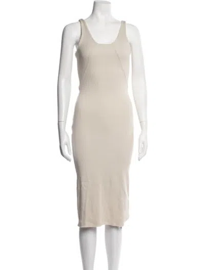 Pre-owned The Range Square Neckline Midi Length Dress In Neutrals