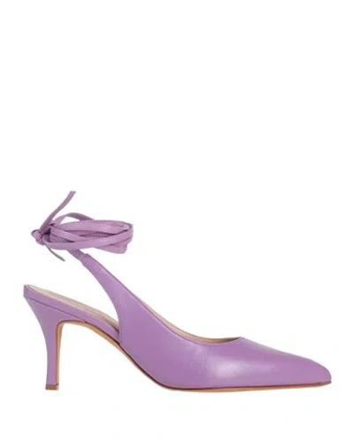 The Ro & F Woman Pumps Lilac Size 6 Leather In Purple