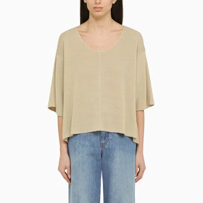 The Row Beige Linen Crew-neck Sweater Women In White