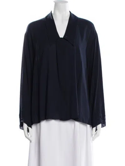 Pre-owned The Row Fabio Silk Blouse In Blue
