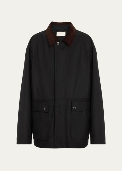 The Row Frank Corduroy-collar Cashmere Jacket In Black