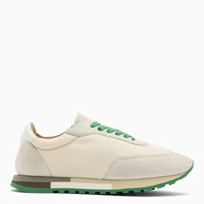 The Row Low Owen Runner Ivory/green Trainer In Cream
