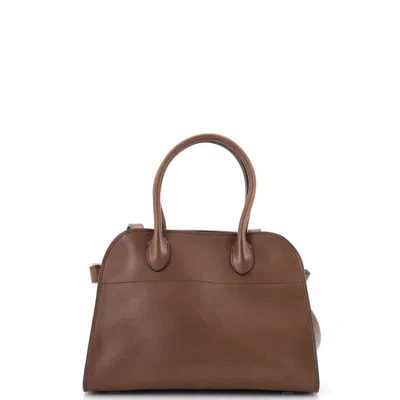 The Row Margaux Tote Leather 12 In Brown