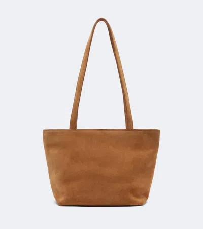 The Row Parker Medium Suede Tote Bag In Brown