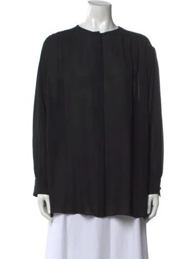 Pre-owned The Row Silk Crew Neck Blouse In Black