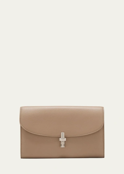The Row Sofia Continental Wallet In Grainy Leather In Skans Silk Ans