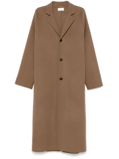 The Row Wool Long Coat In Brown