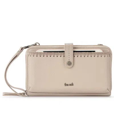 The Sak Iris Leather Smartphone Convertible Crossbody Wallet In Sand