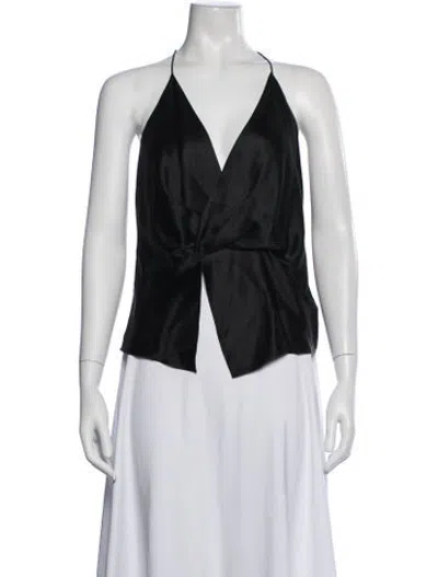 Pre-owned The Sei Silk Halterneck Top In Black
