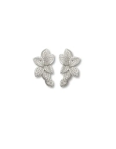 Theia Women''s Floral Statement Earring In White In Silver