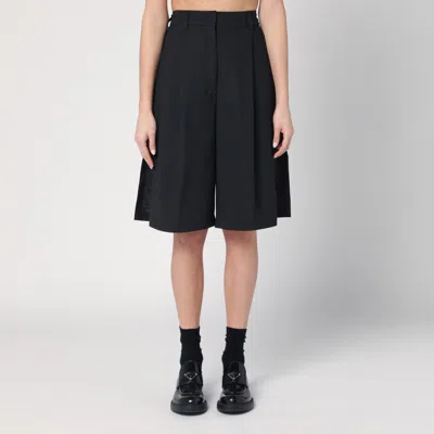 The Latest Wide Black Brenda Bermuda Shorts