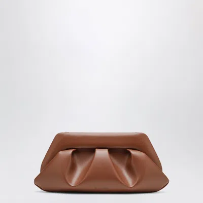 Themoire' Baguette Faux Leather Mini Clutch Bag With Ruched Pleated Detail In Brown