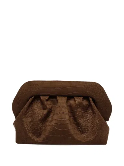 Themoire' Bios Crocodile-effect Clutch In Brown
