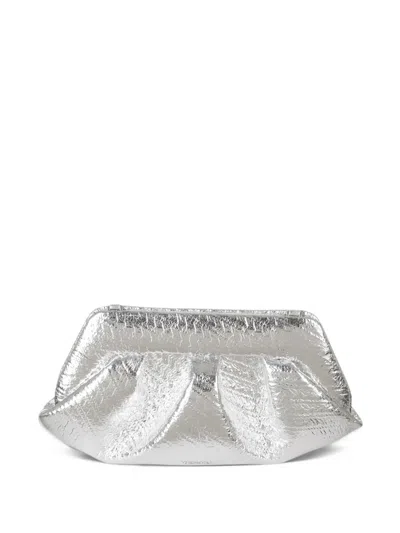 Themoirè Bios Laminated Clutch Bag In Silver