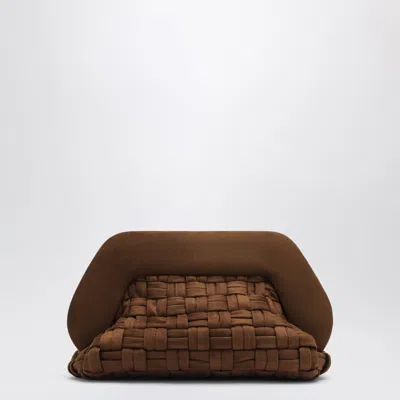 Themoire' Brown Mini Bios Pouch With Woven Suede-effect Finish