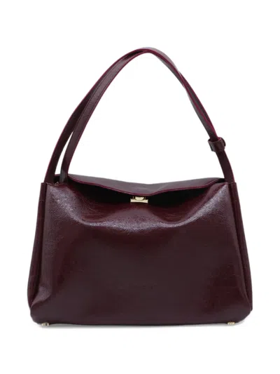 Themoirè Crinkled-finish Shoulder Bag In Burgundy