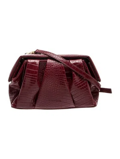 Pre-owned Themoirè Leather Crossbody Bag In Burgundy