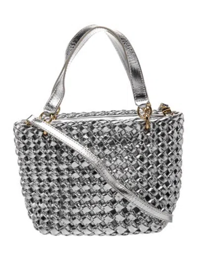 Pre-owned Themoirè Leather Top Handle Bag In Grey
