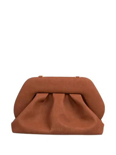 Themoirè Medium Bios Ruched Clutch Bag In Brown