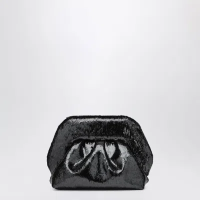 Themoire' Mini Glossy Bios Pouch With Pony-hair-effect Vegan Faux Leather & Magnetic Closure In Black