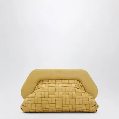 Themoire' Ochre Yellow Mini Bios Pouch In Woven Suede-effect Faux Leather
