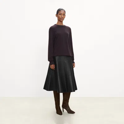 Theory Circle Skirt In Sleek Leather In Black