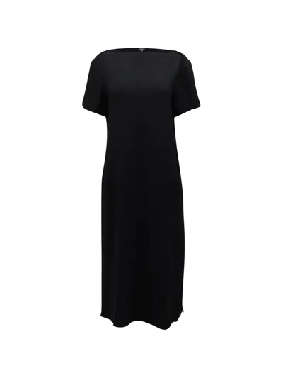 Pre-owned Theory Crepe Midi Shift Dress In Black