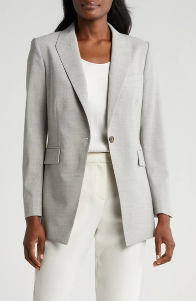 Theory Etiennette Wool Blend Blazer In Light Grey Melange