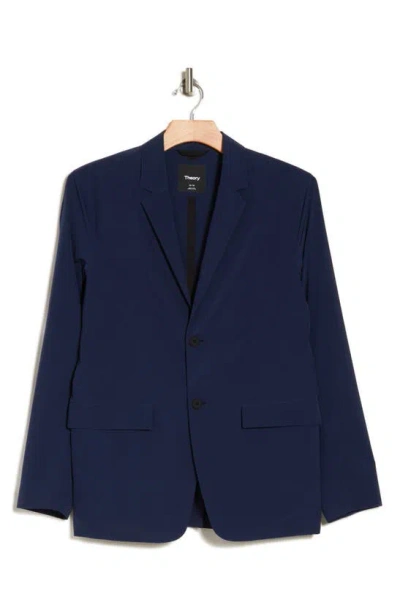 Theory Euclid Front Button Wool Blazer In Baltic