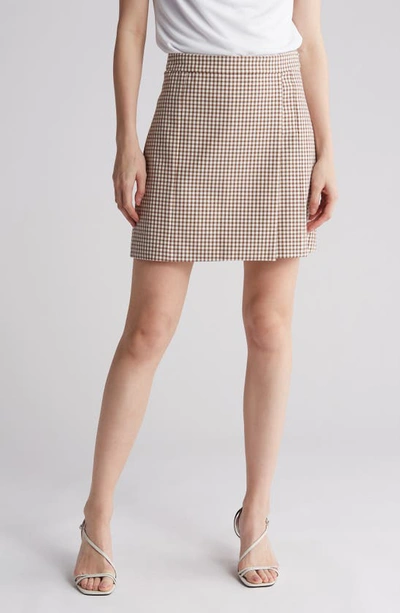 Theory Grid Print Staple Wrap Skirt In Ivory Multi