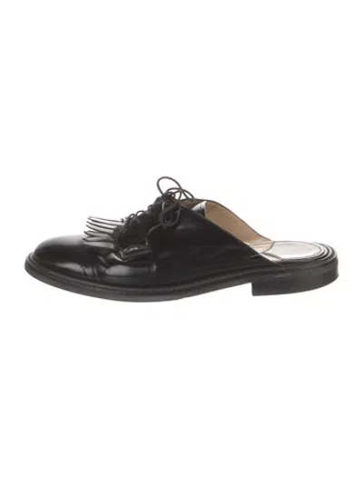Pre-owned Theory Patent Leather Mules In Black
