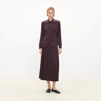 Theory Pleated Wrap Skirt In Satin In Cacao