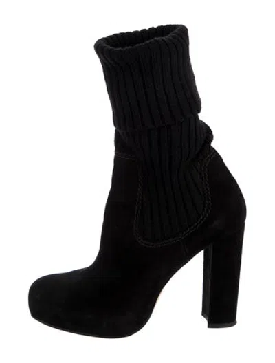 Pre-owned Theory Suede Sock Boots In Black