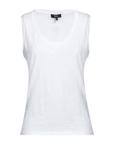 Theory Woman Tank Top White Size Xxl Organic Cotton