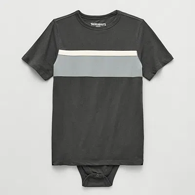 Thereabouts Little & Big Kid Boys Bodysuit Closure Easy-on + Easy-off Adaptive Crew Neck Short Sleeve Bodysuit In Black
