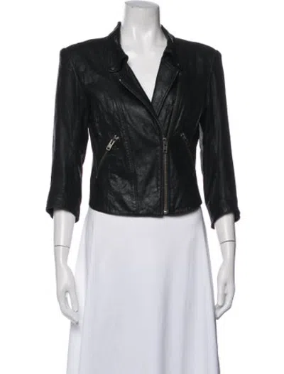 Pre-owned Theyskens' Theory Lamb Leather Biker Jacket In Black