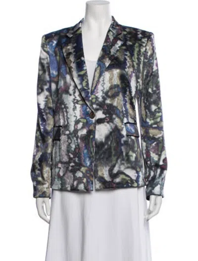 Pre-owned Theyskens' Theory Silk Printed Blazer In Grey