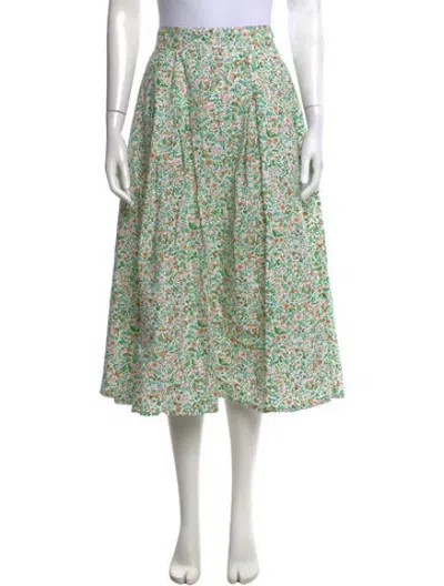 Pre-owned Thierry Colson Floral Print Midi Length Skirt In Green