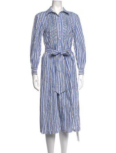 Pre-owned Thierry Colson Striped Midi Length Dress In Blue