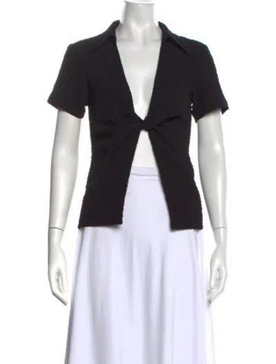 Pre-owned Third Form V-neck Short Sleeve Top In Black