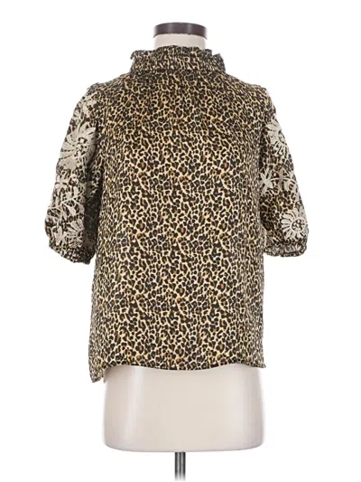 Pre-owned Thml 3/4 Sleeve Blouse In Gold
